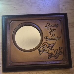 Brown Decorative Plaque with Mirror